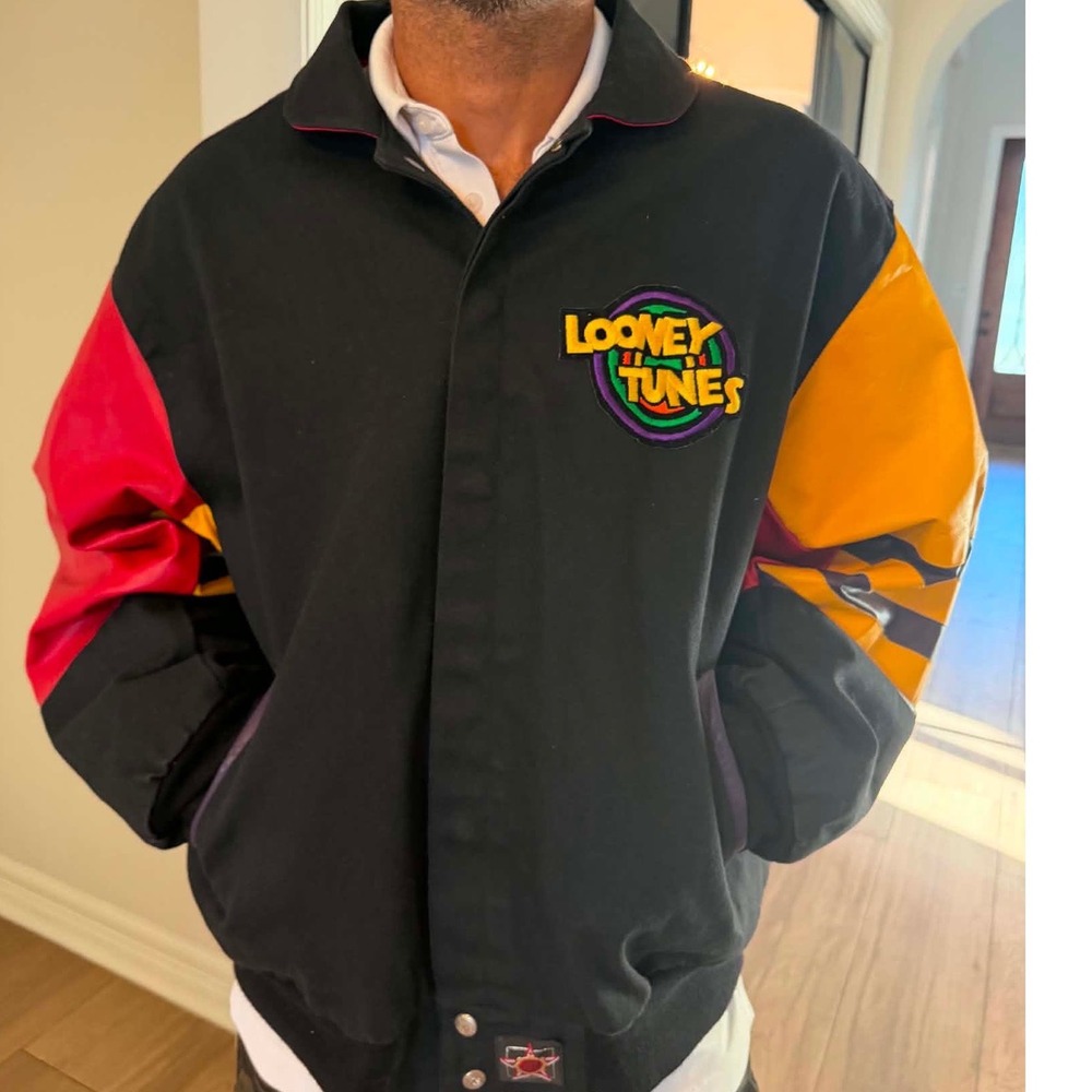 Vintage Looney Tunes Jeff Hamilton Varsity Jacket 90s Mens Large (Made in USA) - Picture 3 of 14